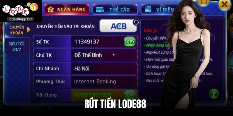 Rút Tiền Lode88 - Cập Nhật Các Cách Thức Tiện Lợi Năm 2026